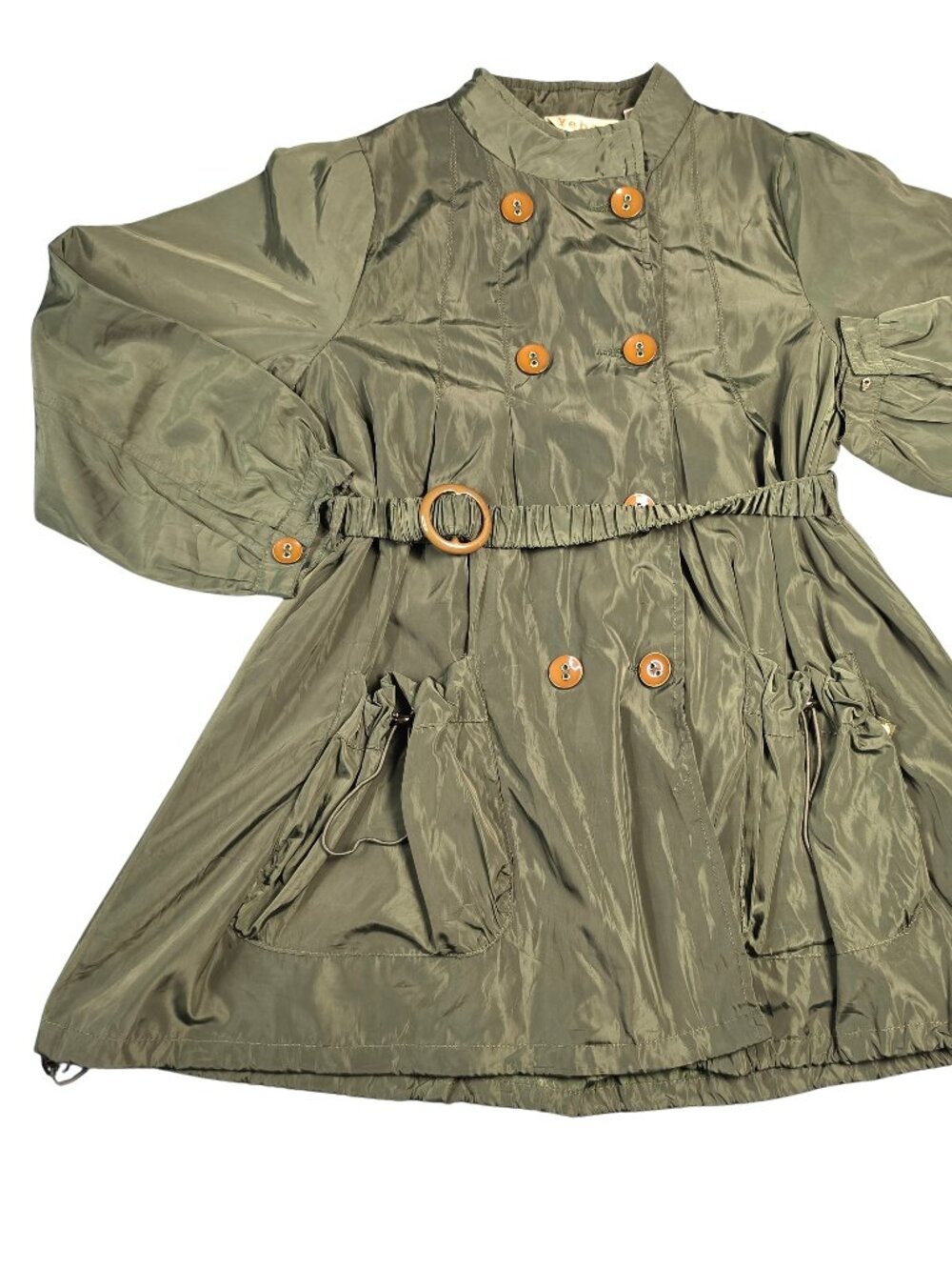 Girls Olive Trench Style Jacket 120